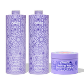 super-sized blonde set bust your brass cool blonde shampoo + conditioner + intense repair hair mask